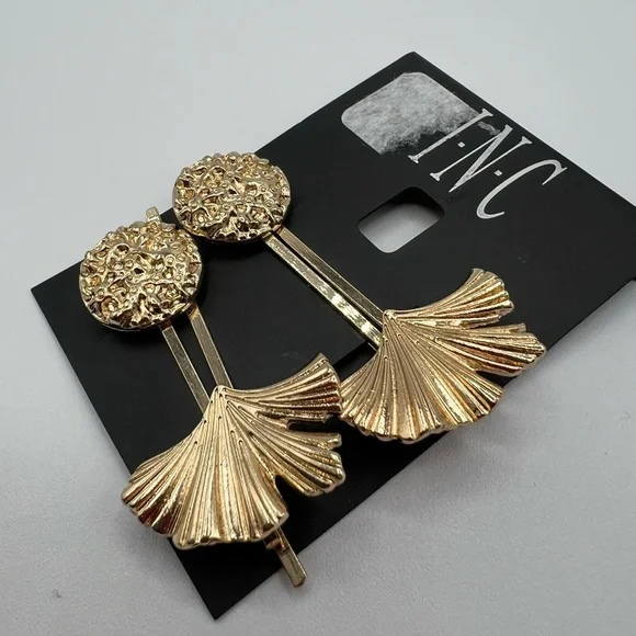 Inc International Concepts 4-Pc. Disc & Leaf Bobbypins in Gold-Tone NWT MSRP $30 - Picture 2 of 4